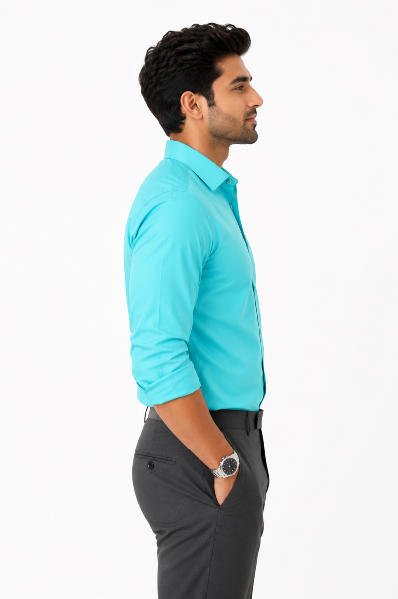 Best1 Sky blue Cotton Shirt for Men - The Skylark Premium