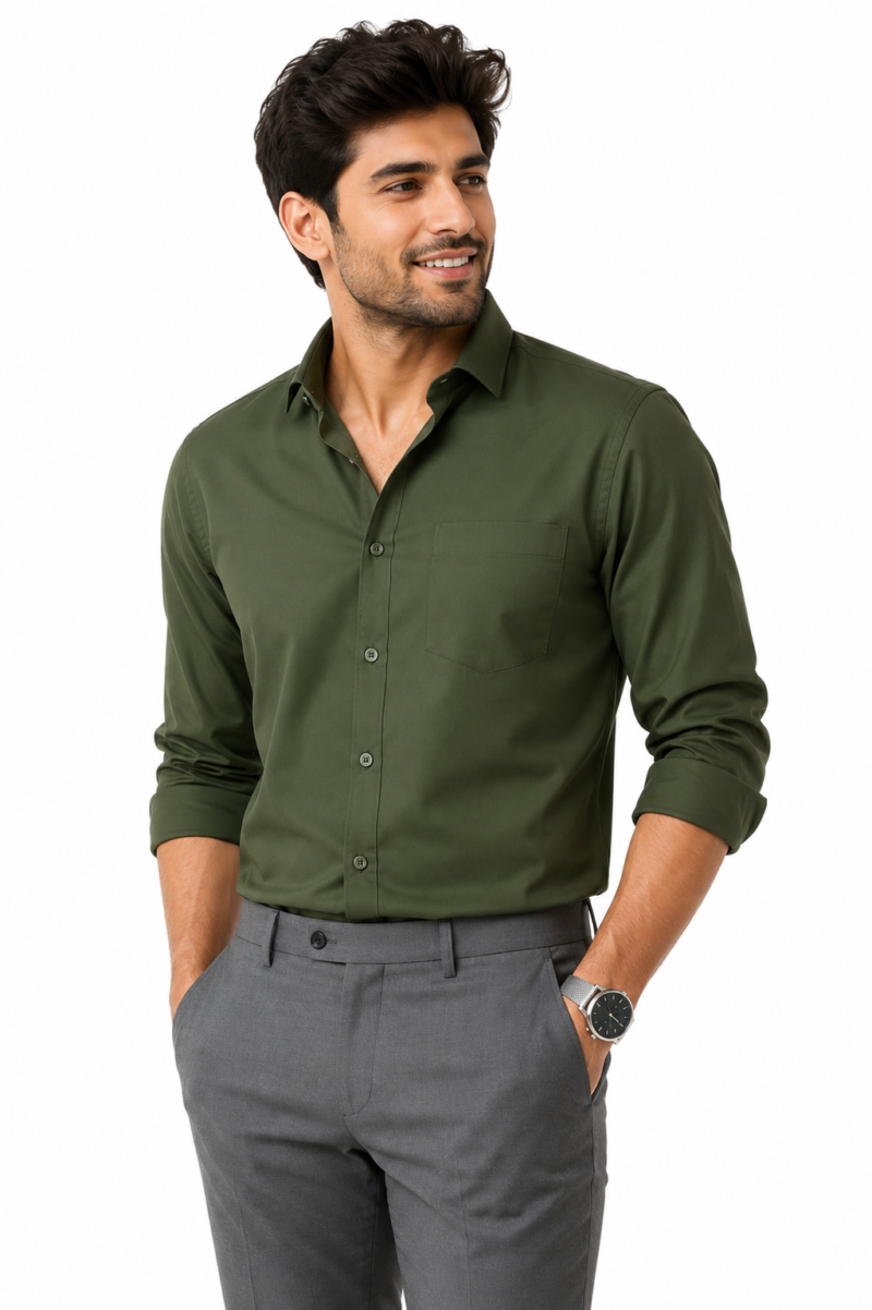 Olive Green Premium Shirt For Men