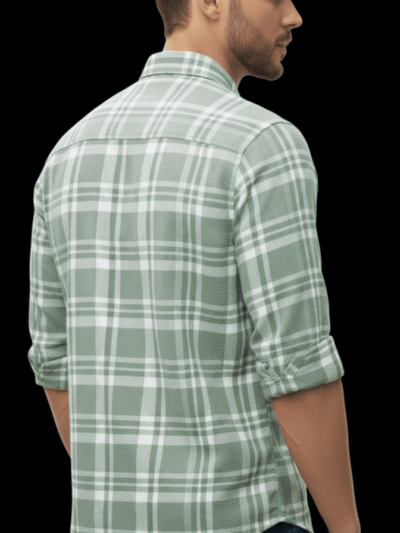 1 Best Cotton Formal Green Check Shirt For Men