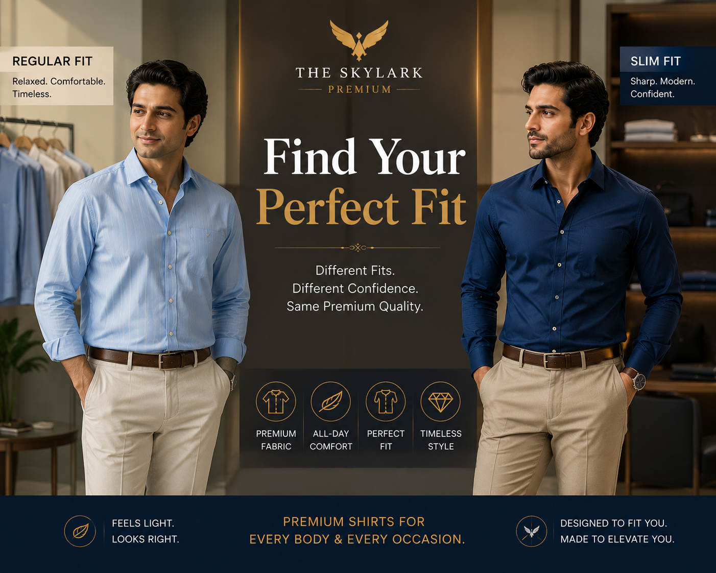 What is the difference between slim fit and regular fit shirts