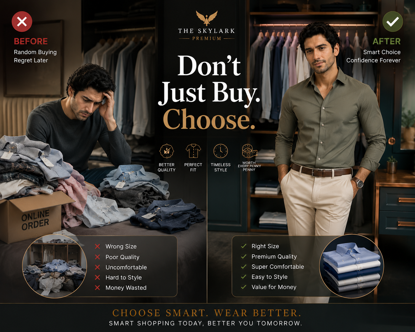 What should I check before buying a shirt online