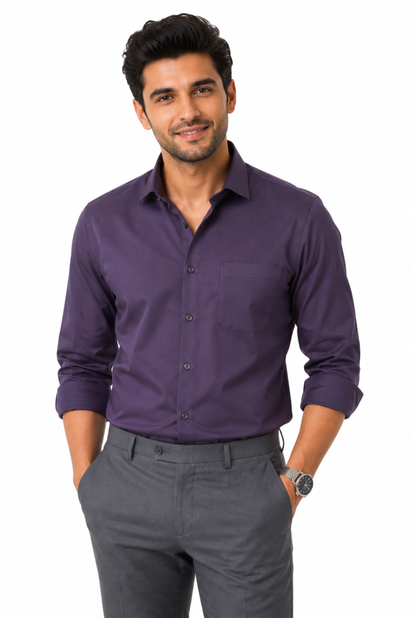 Navi Blue Pure Cotton Formal Shirt For Men Skylark Premium