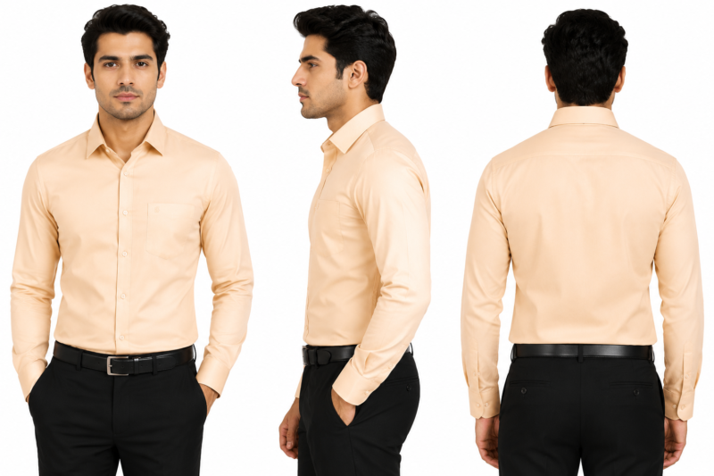 100% Pure Cotton Luxury Peach Formal Cotton Shirt for Men