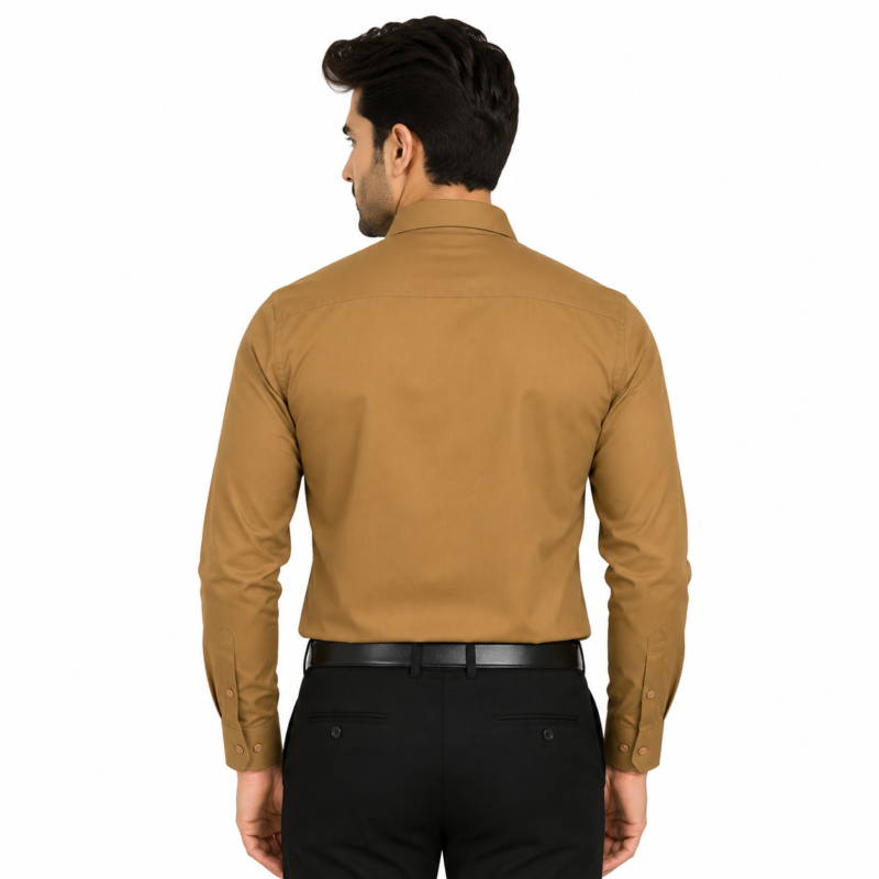 100% Pure Cotton Classic Brown Cotton Office Wear Shirt