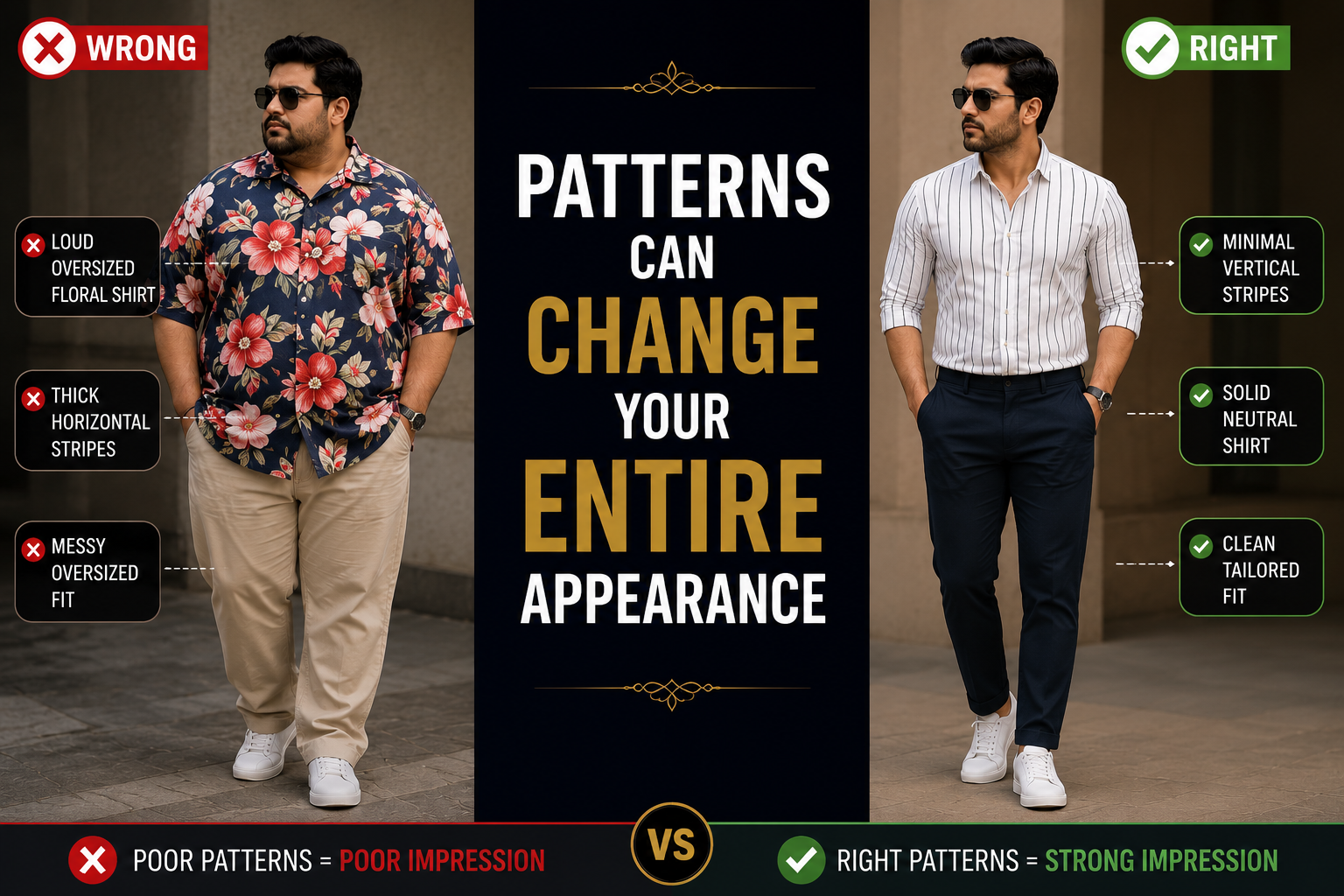 Which shirt patterns make men look slimmer