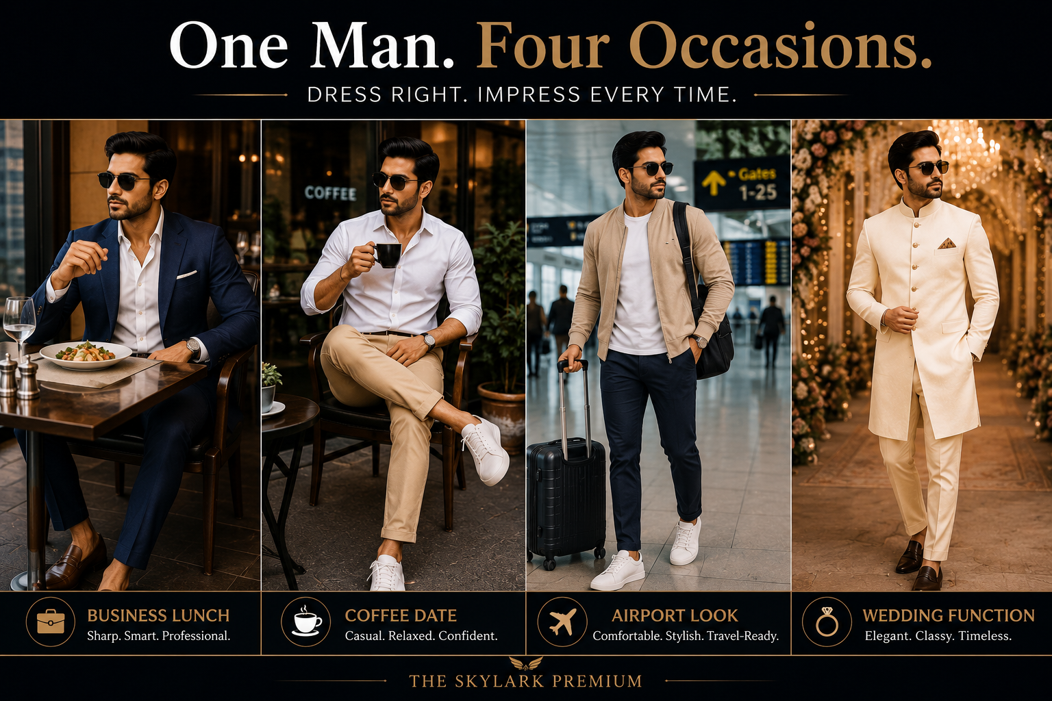 Modern gentleman wearing white Oxford shirt and beige chinos in premium menswear style