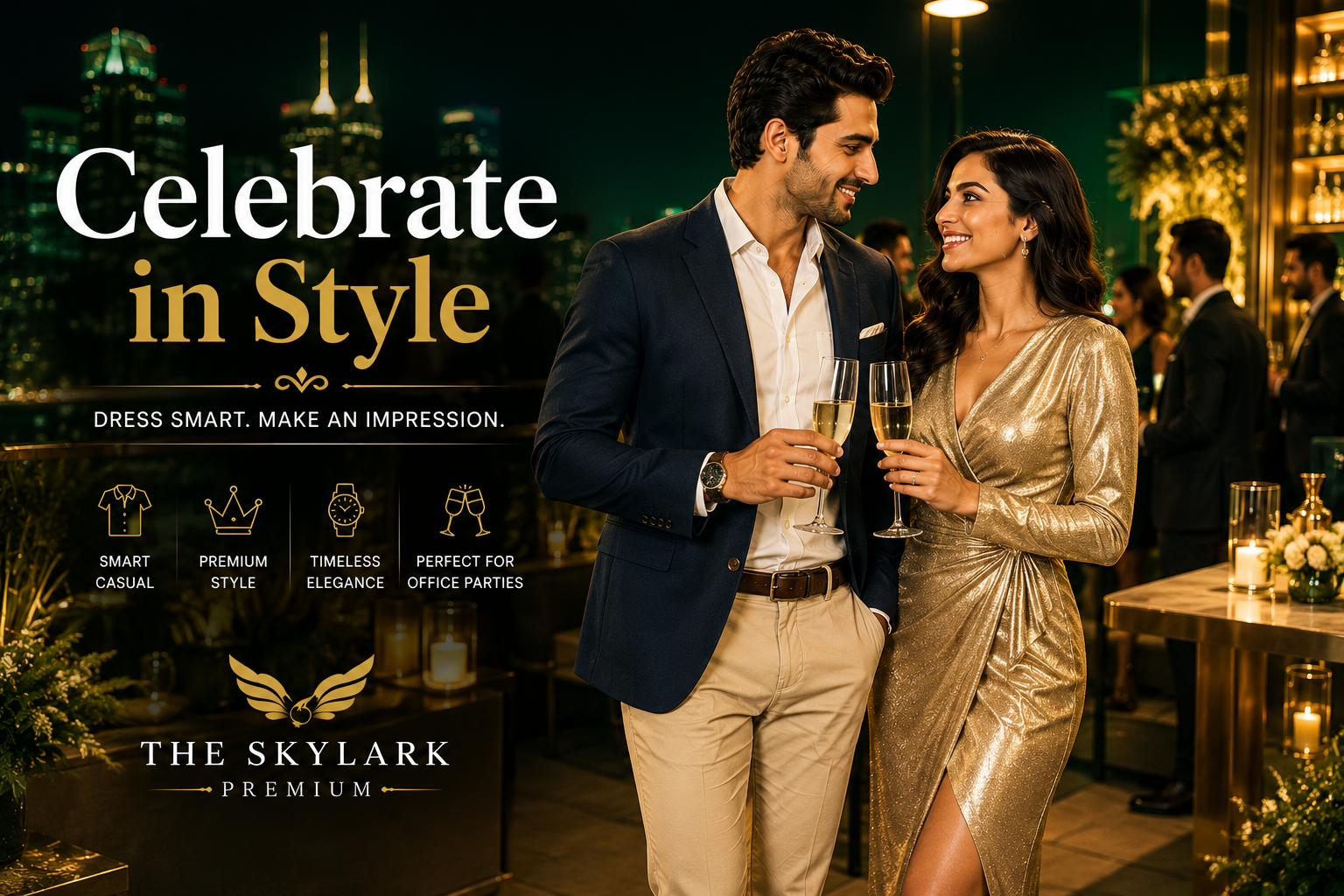 Smart Casual Outfit for Office Party Couples