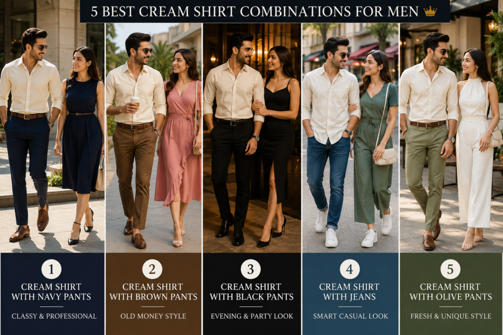 Cream Shirt with Jeans Combination 👖