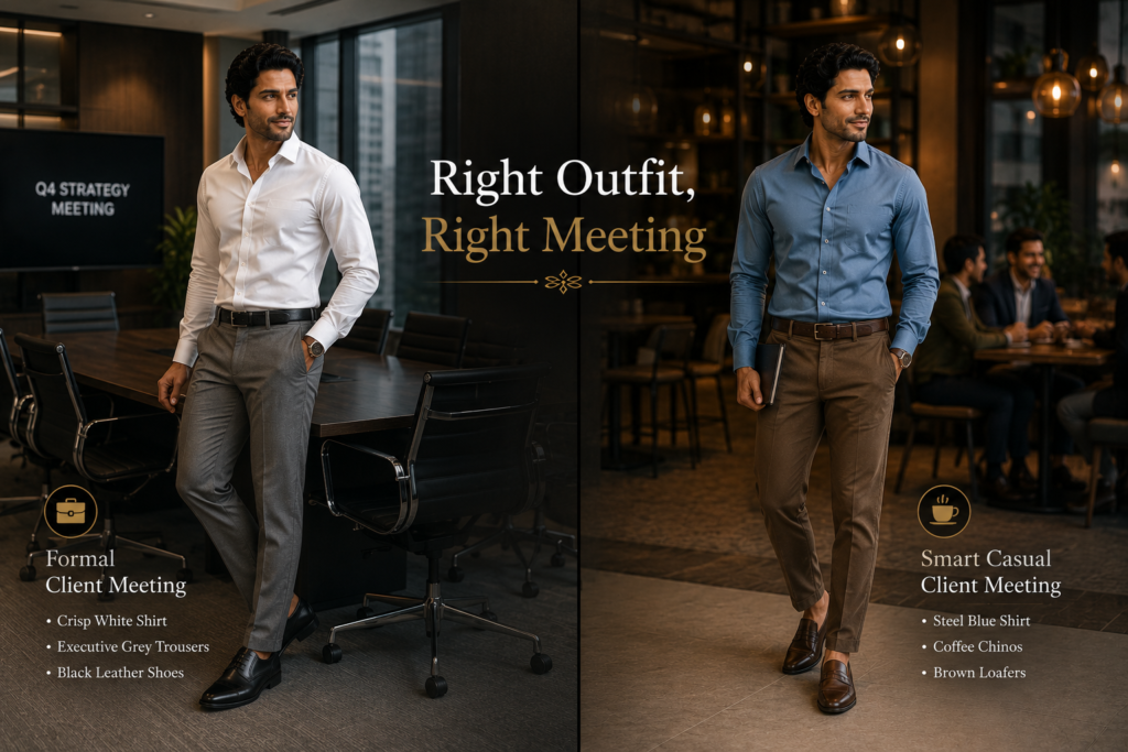 Formal vs Smart Casual Outfit for Business Meetings π