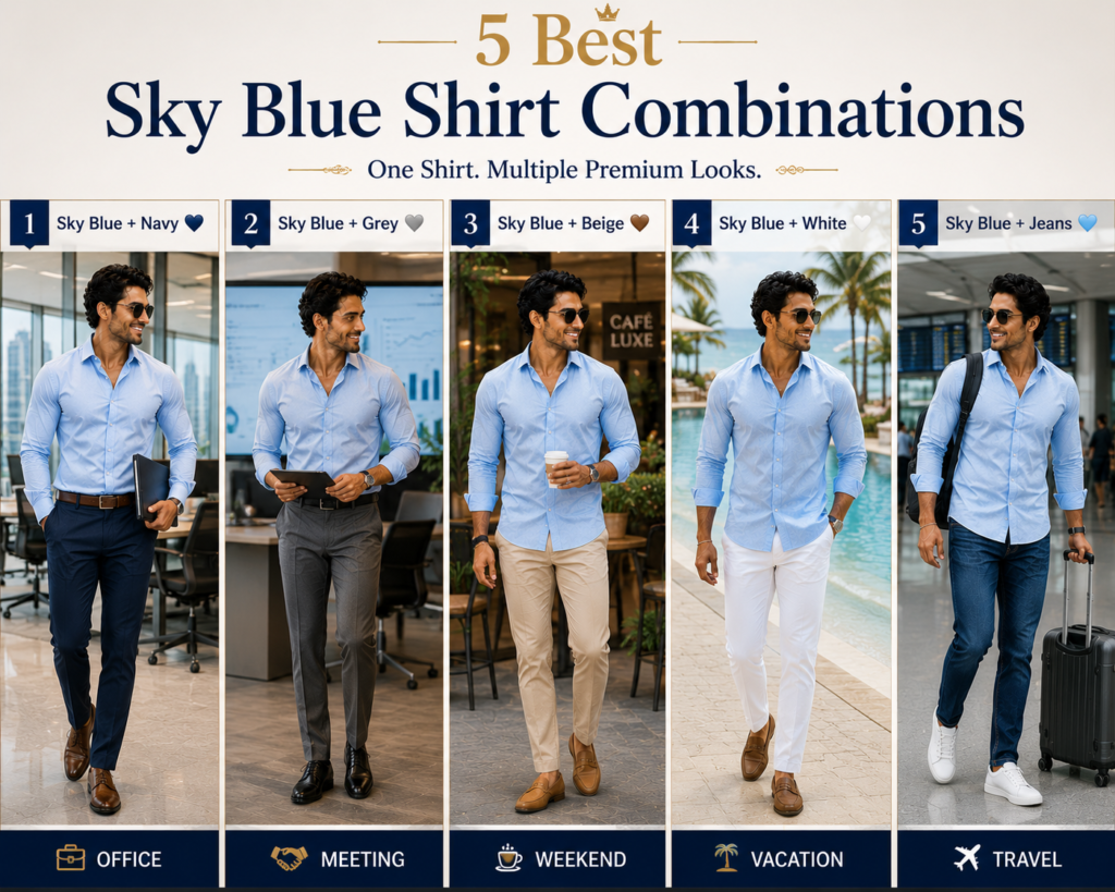 Sky Blue Shirt Combination for Men 🩵