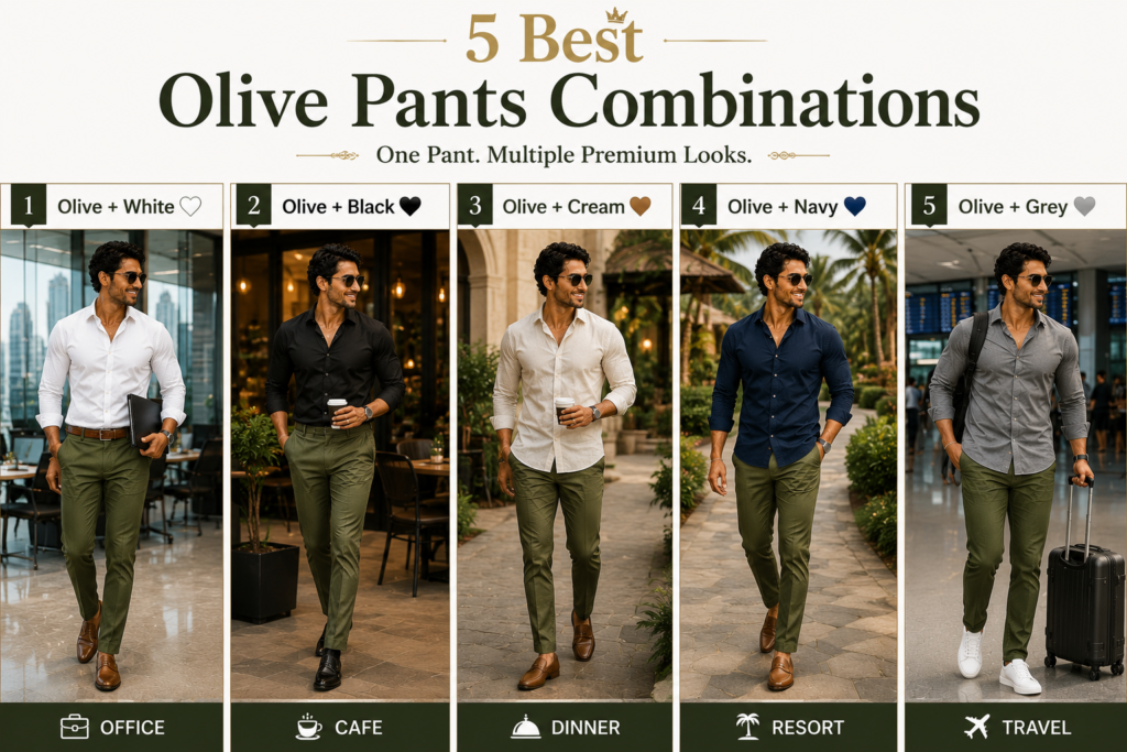 Olive Pants Combination for Men 🌿