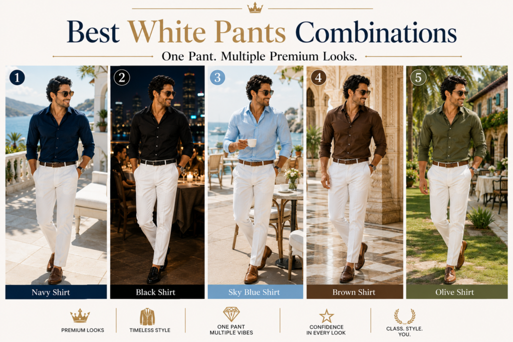 White pant ke sath kaunsi shirt best lagti hai