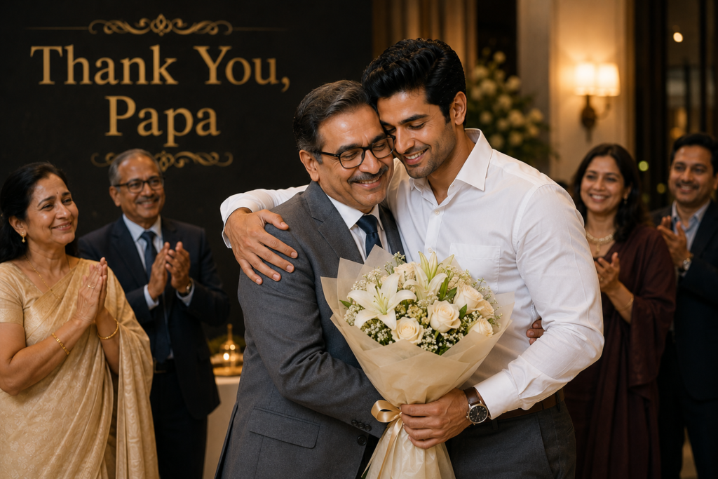 Papa Ko Stage Par Bouquet Dete Waqt Kya Pehne