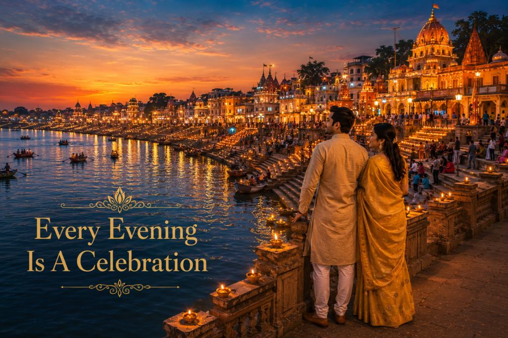 Couple Outfit Ideas For Sarayu Ghat Aarti
